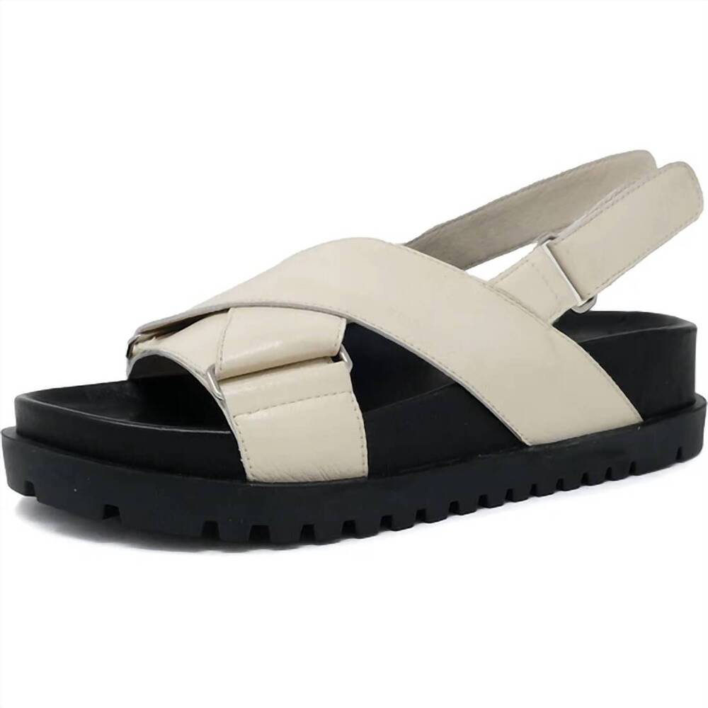 NEW DJANGO & JULIETTE women's ubari leather sandal in milk/black